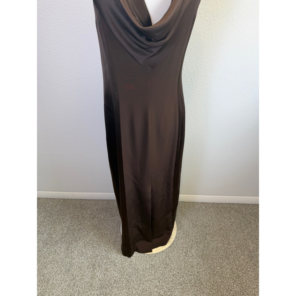 Rickie Freeman 100% Silk Brown Drape Sleeveless Gown Sz 8 Formal Cocktail Glam - Picture 7 of 9